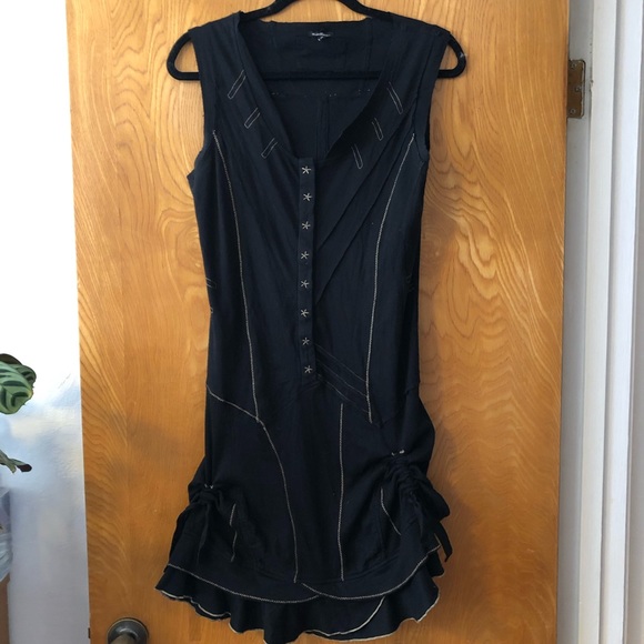 et Campagnie Dresses & Skirts - Et. Campagnie black ruffle drape v-neck ss dress 8